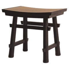 Torii Oak and Rattan Stool by Luis Gimeno