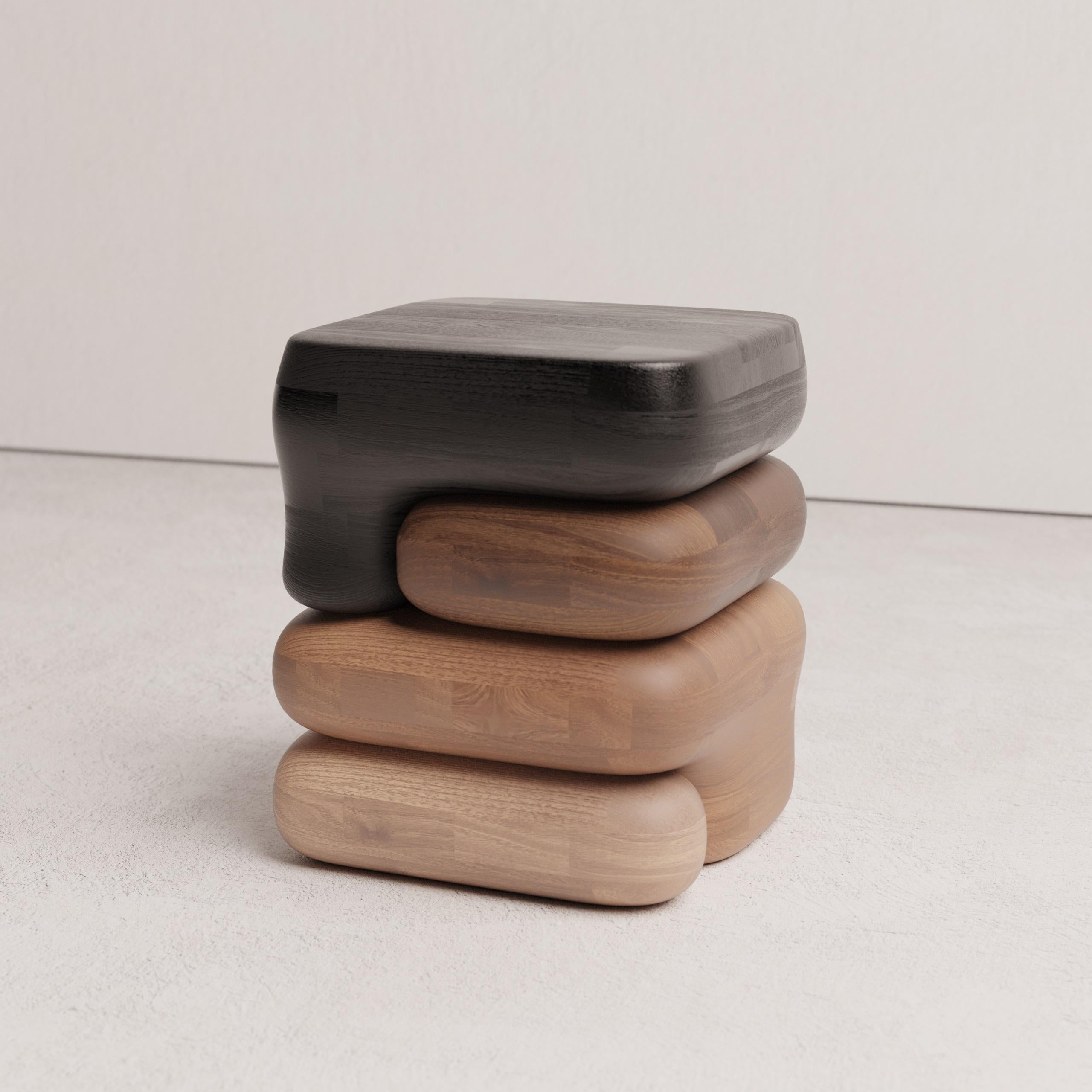 Gradient 01 Oak, Chestnut, Ash, and Beech Wood Stool by Luis Gimeno
Dimensions: D 40 x W 40 x H 50 cm
Materials: Black stained Oak, Chestnut, Ash, Beech.

The idea behind this design was to highlight the natural colors of different woods creating a