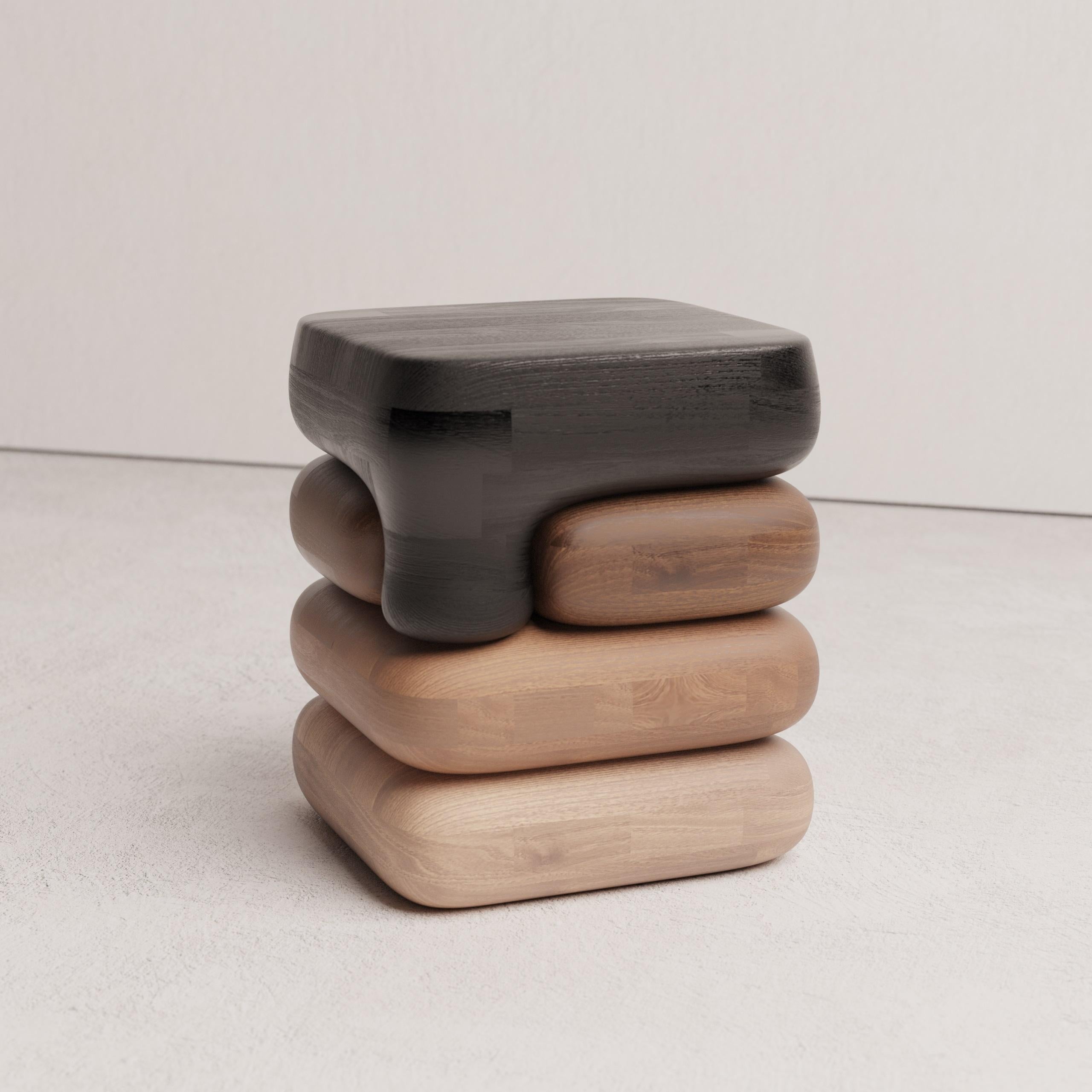 Post-Modern Gradient 01 Oak, Chestnut, Ash and Beech Wood Stool by Luis Gimeno For Sale