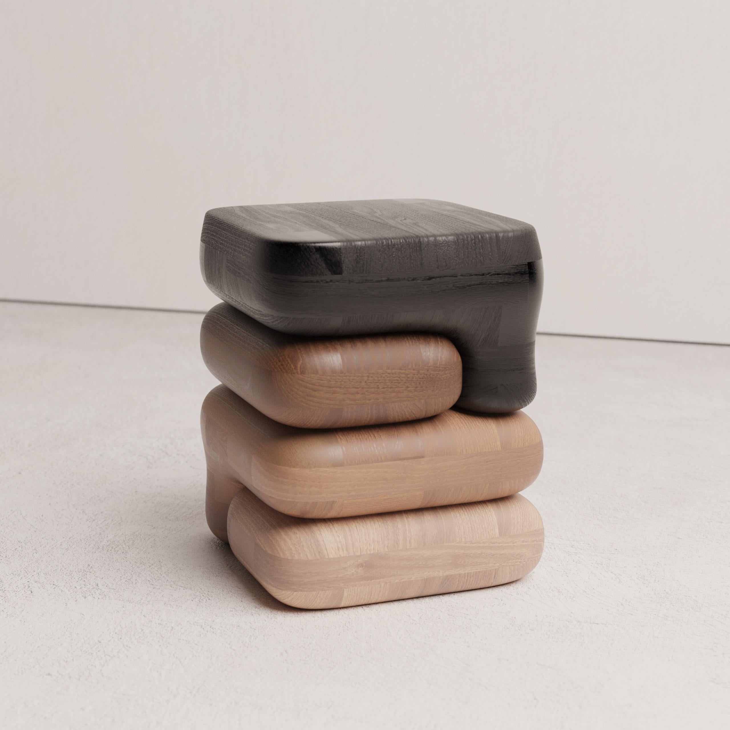 Spanish Gradient 01 Oak, Chestnut, Ash and Beech Wood Stool by Luis Gimeno For Sale