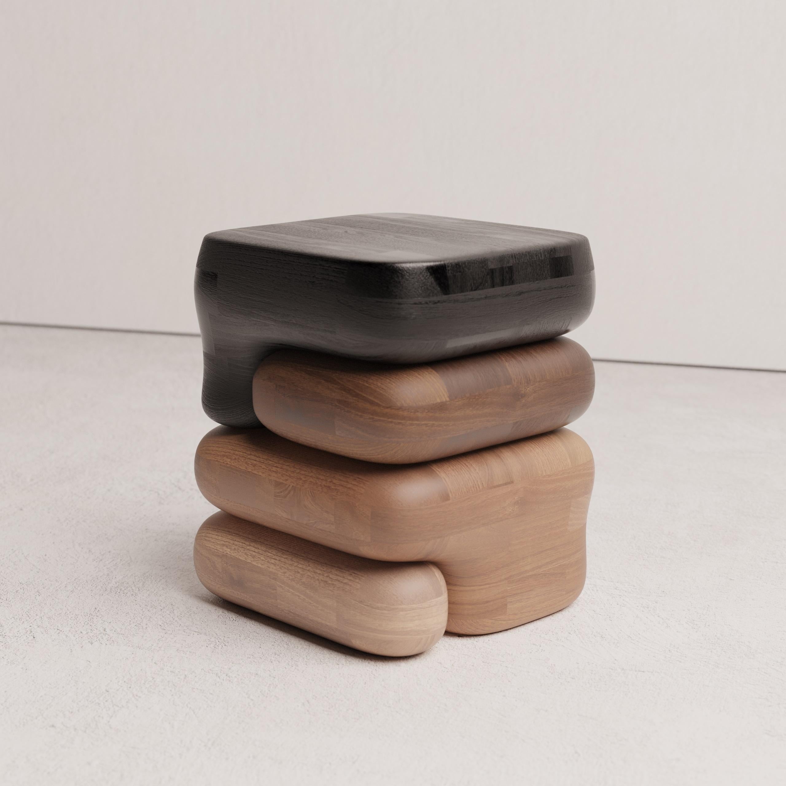 Gradient 01 Oak, Chestnut, Ash and Beech Wood Stool by Luis Gimeno In New Condition For Sale In Geneve, CH
