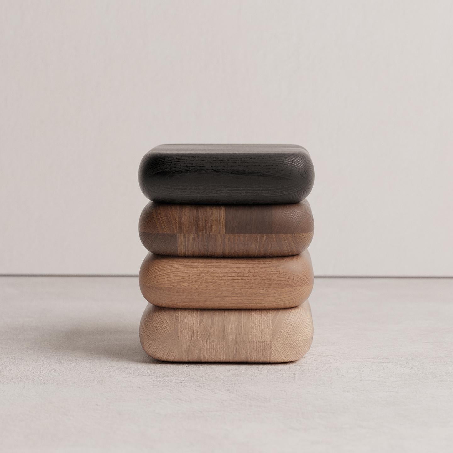 Post-Modern Gradient 02 Oak, Chestnut, Ash and Beech Wood Stool by Luis Gimeno For Sale