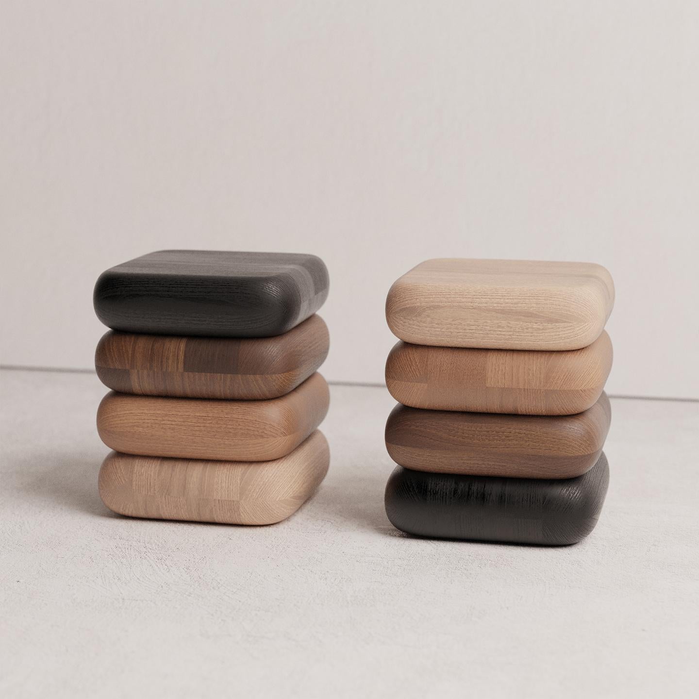 Gradient 02 Oak, Chestnut, Ash and Beech Wood Stool by Luis Gimeno In New Condition For Sale In Geneve, CH