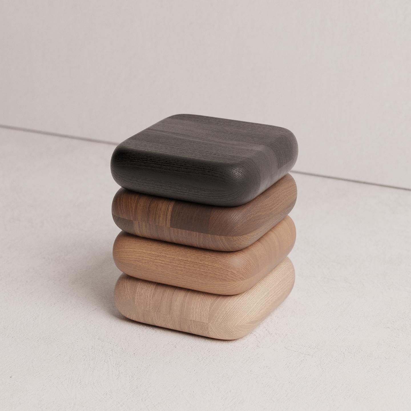 Spanish Gradient 02 Oak, Chestnut, Ash and Beech Wood Stool by Luis Gimeno For Sale