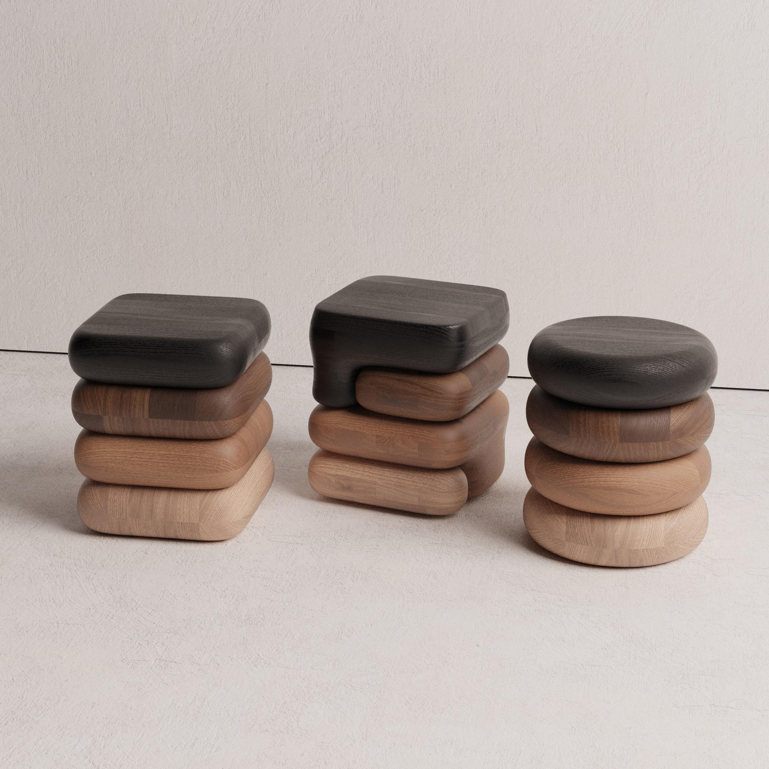 Gradient 02 Oak, Chestnut, Ash and Beech Wood Stool by Luis Gimeno For Sale 1