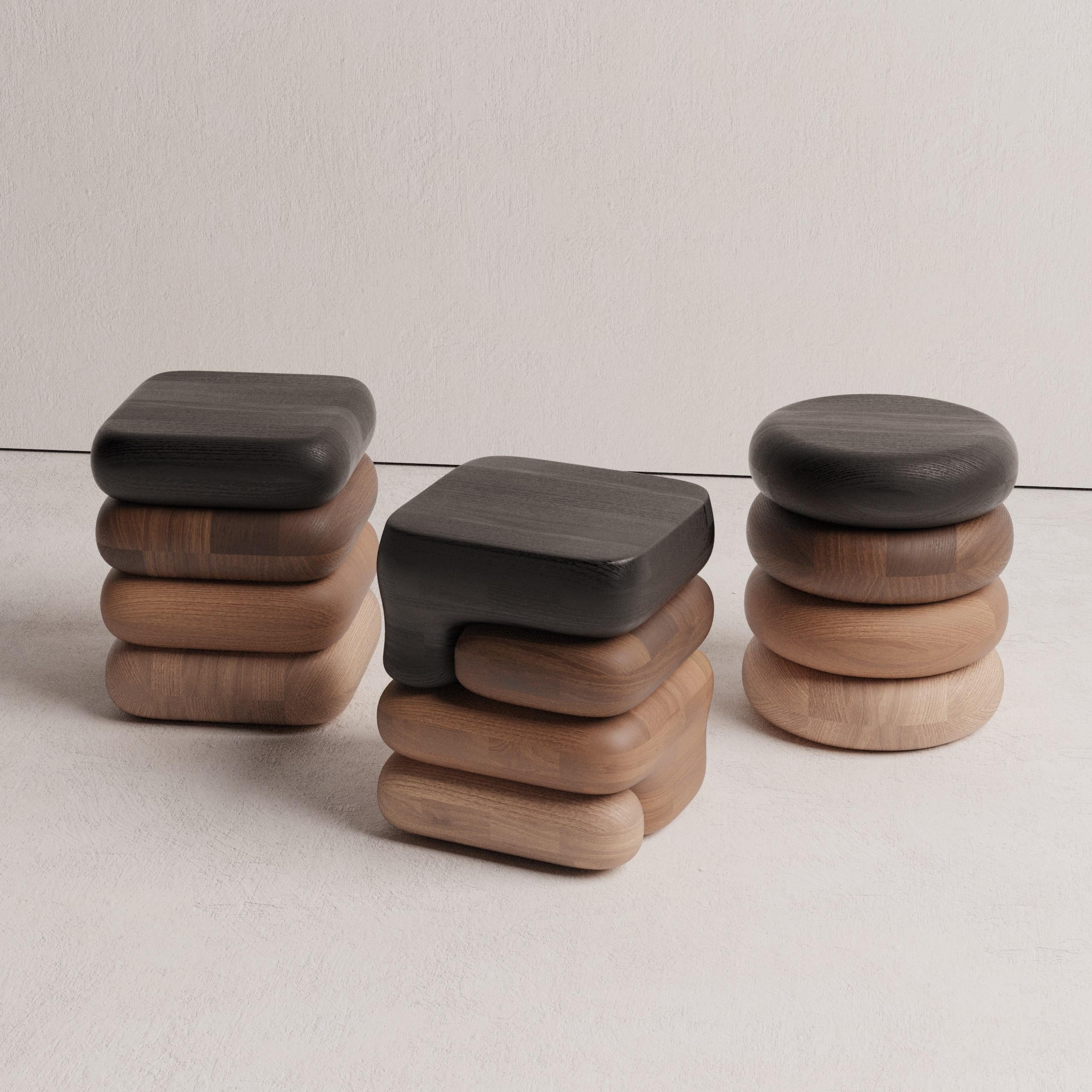 Gradient 02 Oak, Chestnut, Ash and Beech Wood Stool by Luis Gimeno For Sale 2