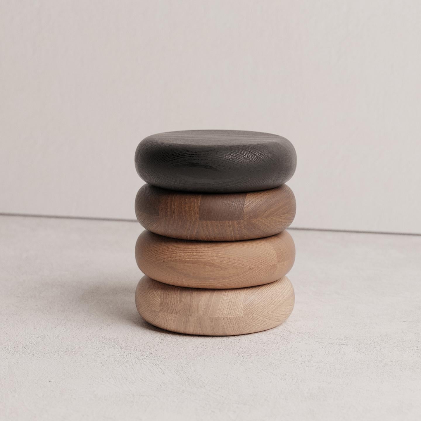Spanish Gradient 03 Oak, Chestnut, Ash and Beech Wood Stool by Luis Gimeno For Sale