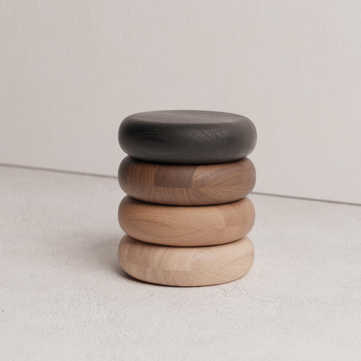 Post-Modern Gradient 03 Oak, Chestnut, Ash and Beech Wood Stool by Luis Gimeno For Sale