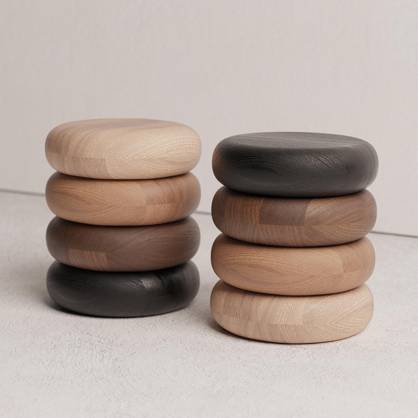 Gradient 03 Oak, Chestnut, Ash, and Beech Wood Stool by Luis Gimeno
Dimensions: D 40 x W 40 x H 50 cm
Materials: Black stained Oak, Chestnut, Ash, Beech.

The idea behind this design was to highlight the natural colors of different woods creating a