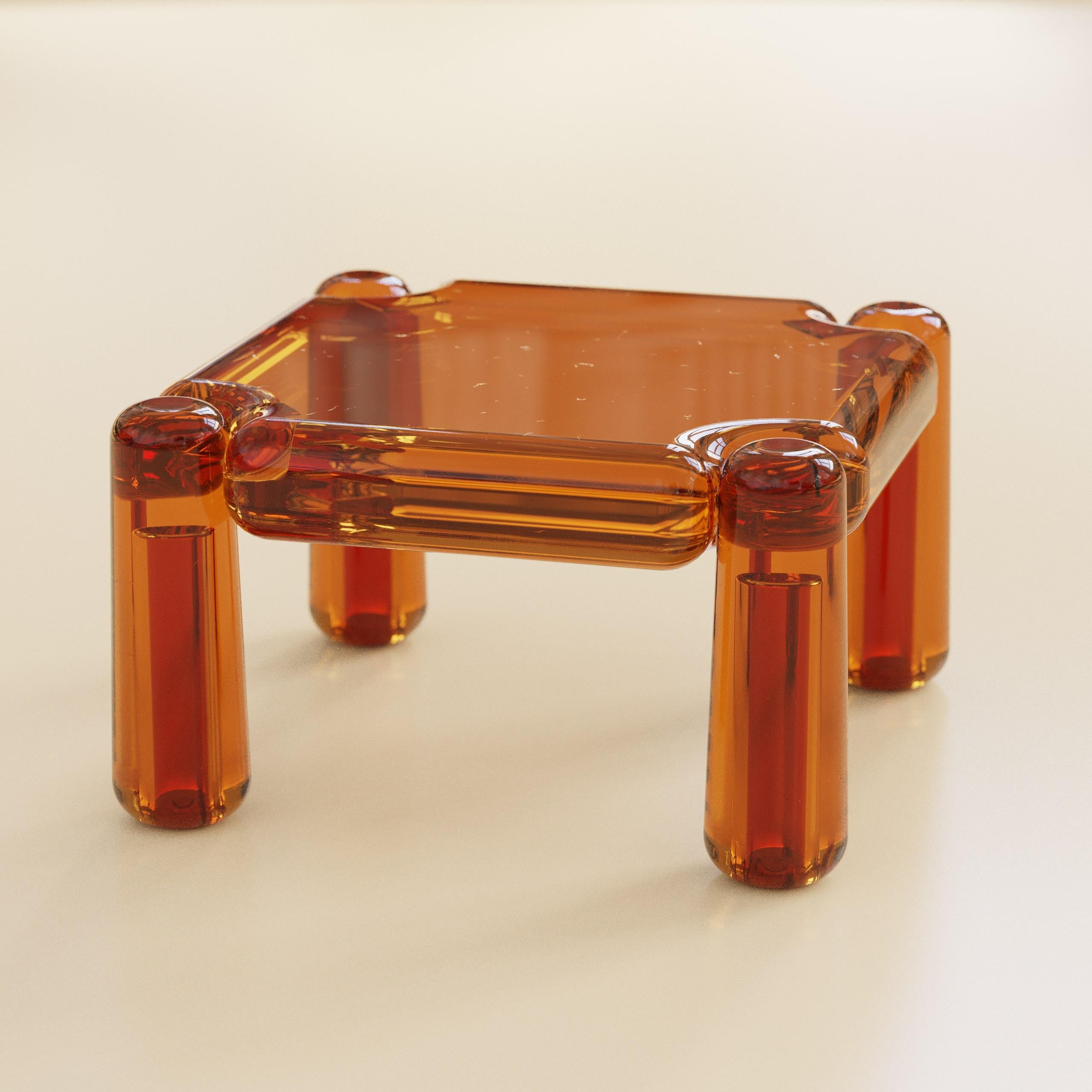 Candy Square Translucent Resin Coffee Table by Luis Gimeno
Dimensions: D 60 x W 60 x H 35 cm
Materials: Resin.

Available in Ambar, Green, Red, and Blue. Please contact us.

The “Candy” project seeks to create sculptural coffee tables with bold,
