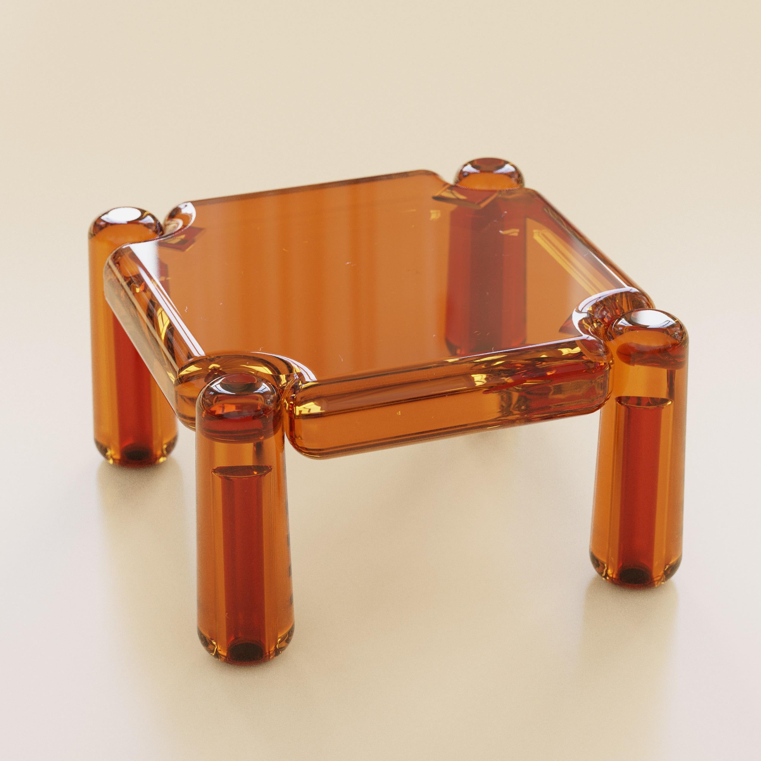 Post-Modern Candy Square Translucent Resin Coffee Table by Luis Gimeno For Sale