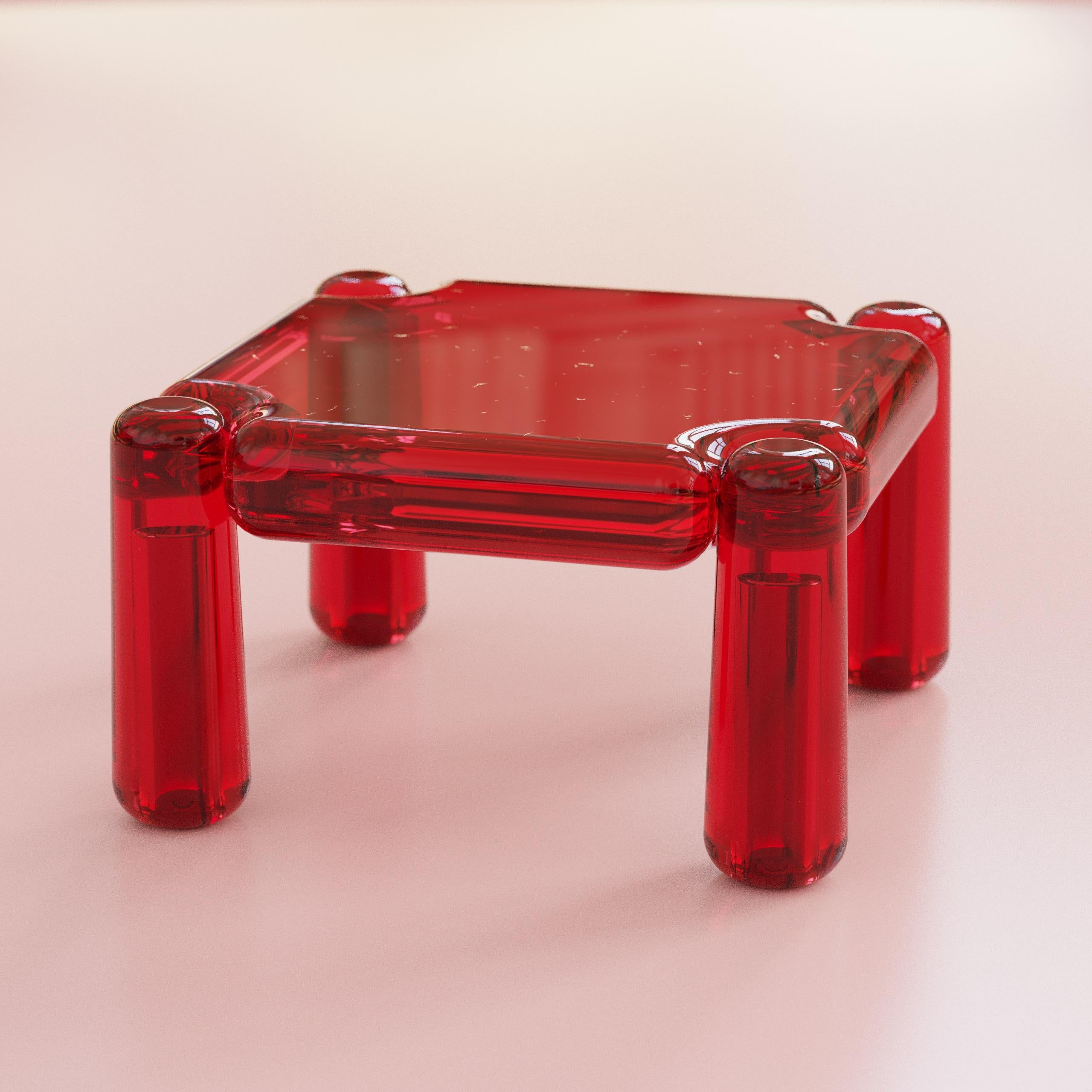 Candy Square Translucent Resin Coffee Table by Luis Gimeno For Sale 2