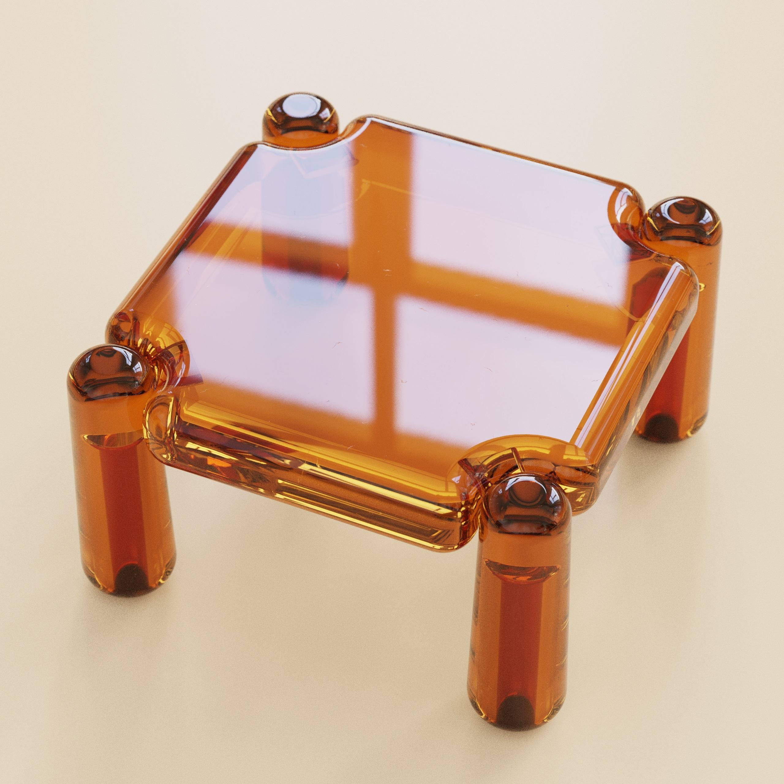 Spanish Candy Square Translucent Resin Coffee Table by Luis Gimeno For Sale