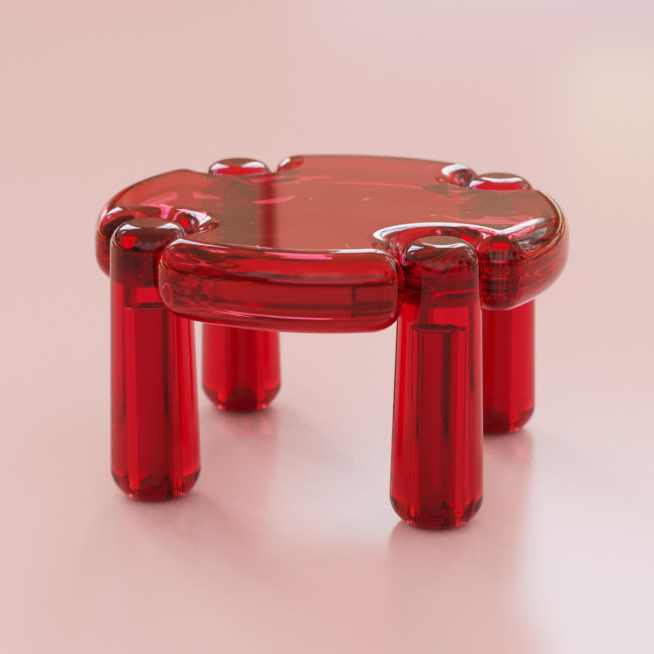 Candy Runder couchtisch aus transluzentem kunstharz by Luis Gimeno im Angebot 2