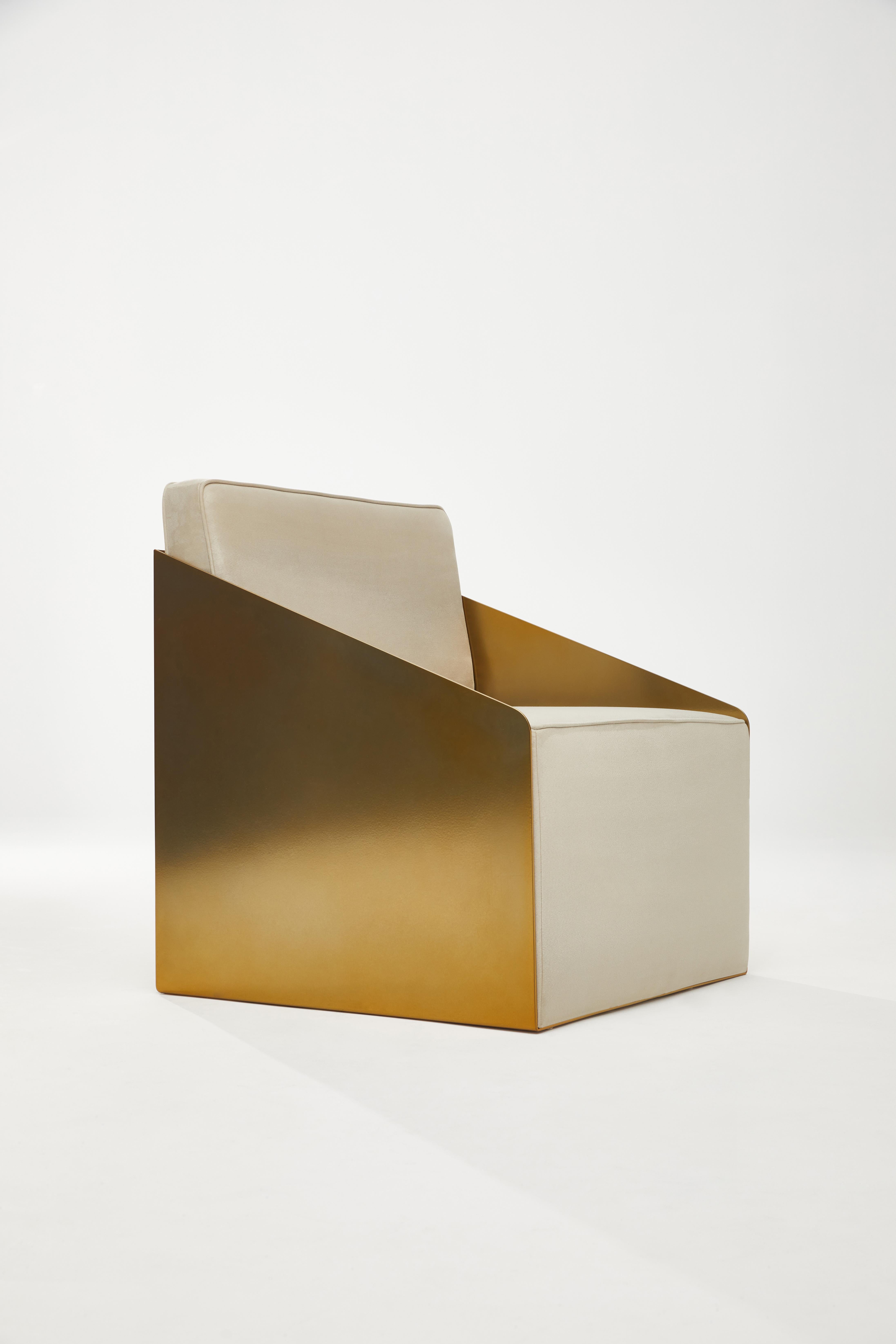 Chaise longue LCCA en aluminium or chromé et assise beige ivoire par Ands for Objects en vente 5