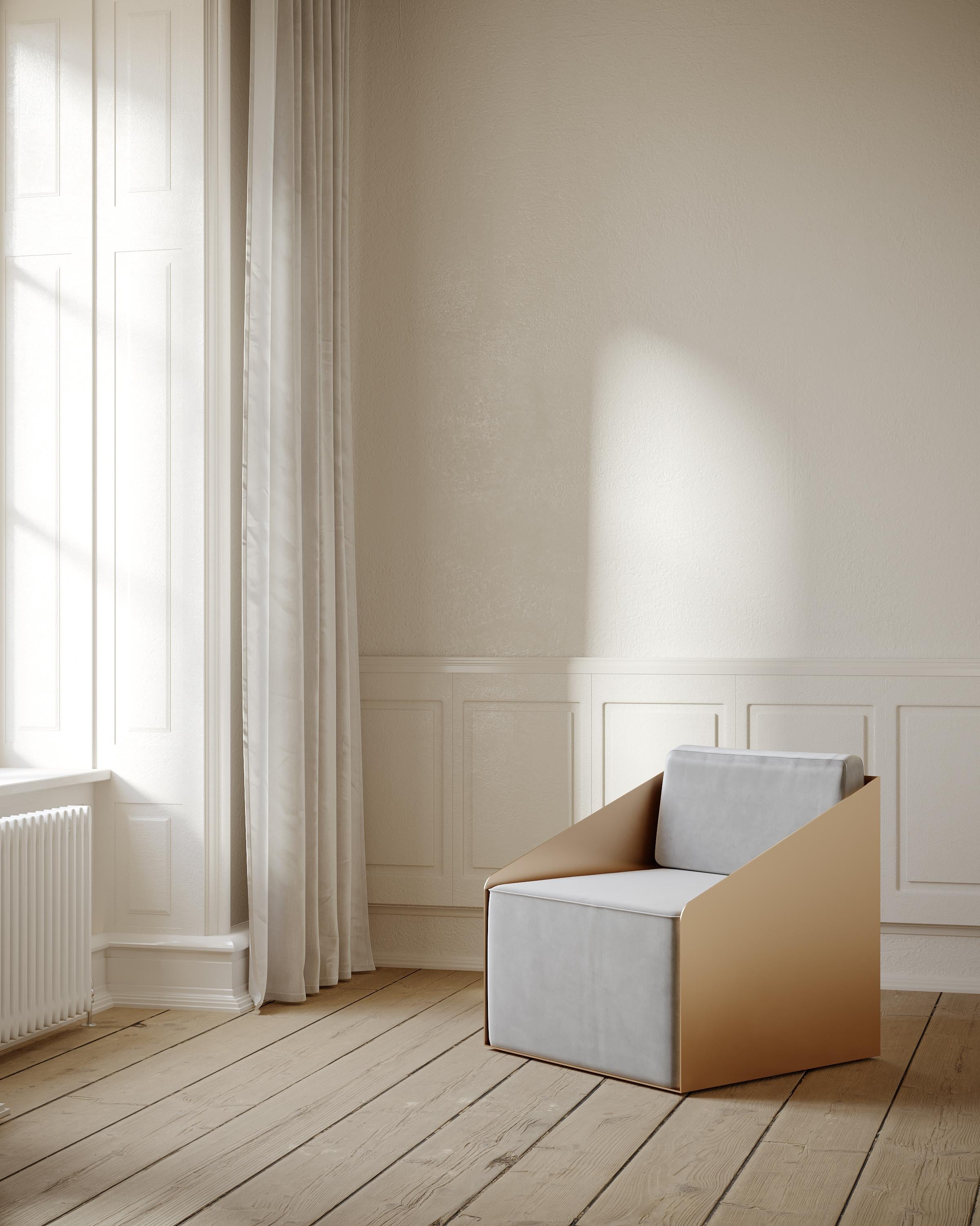 Chaise longue LCCA en aluminium or chromé et assise beige ivoire par Ands for Objects en vente 9