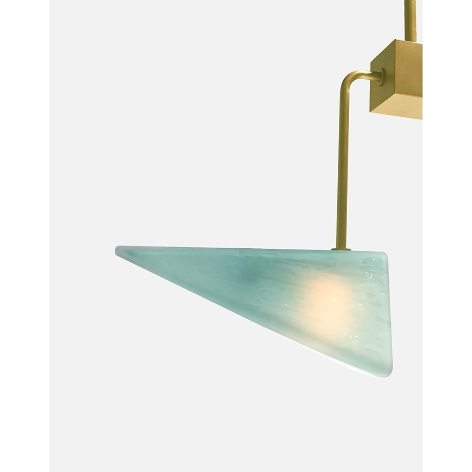 Lampada a sospensione Equinox in ottone e vetro lucido Ajoite di Bianco Light & Space In condizioni Nuovo in vendita a Geneve, CH