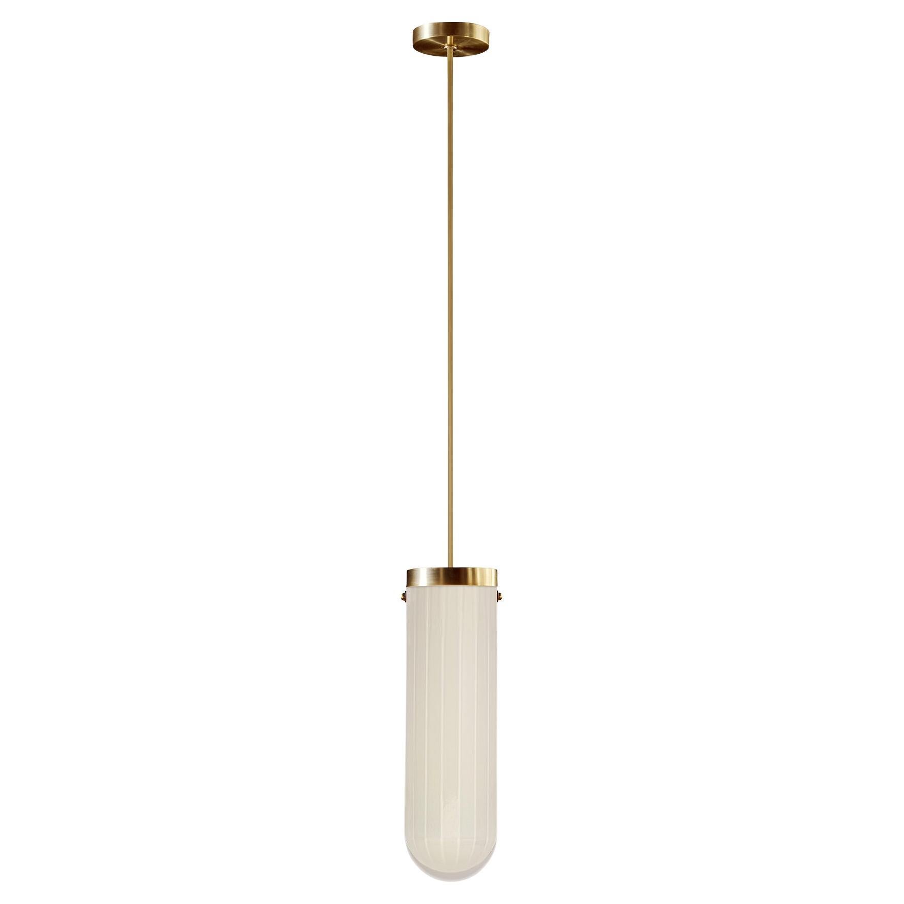 Helios Pendant Lamp in Brass & Quartz Glossy Glass by Bianco Light + Space