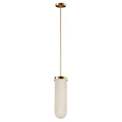 Helios Pendant Lamp in Brass & Quartz Glossy Glass by Bianco Light + Space