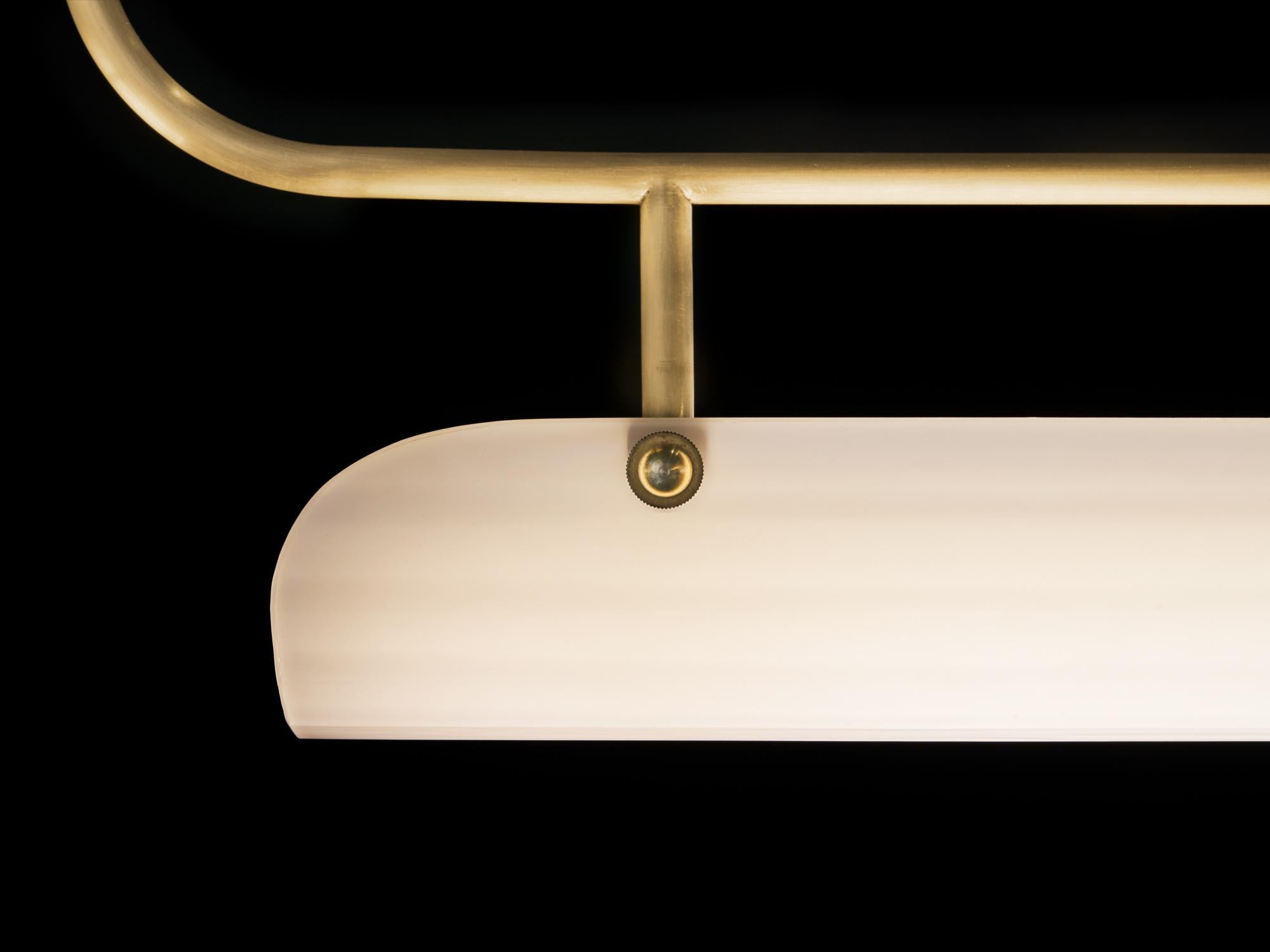Post-Modern Eos Pendant Lamp in Brass & Quartz Glossy Glass by Bianco Light + Space For Sale