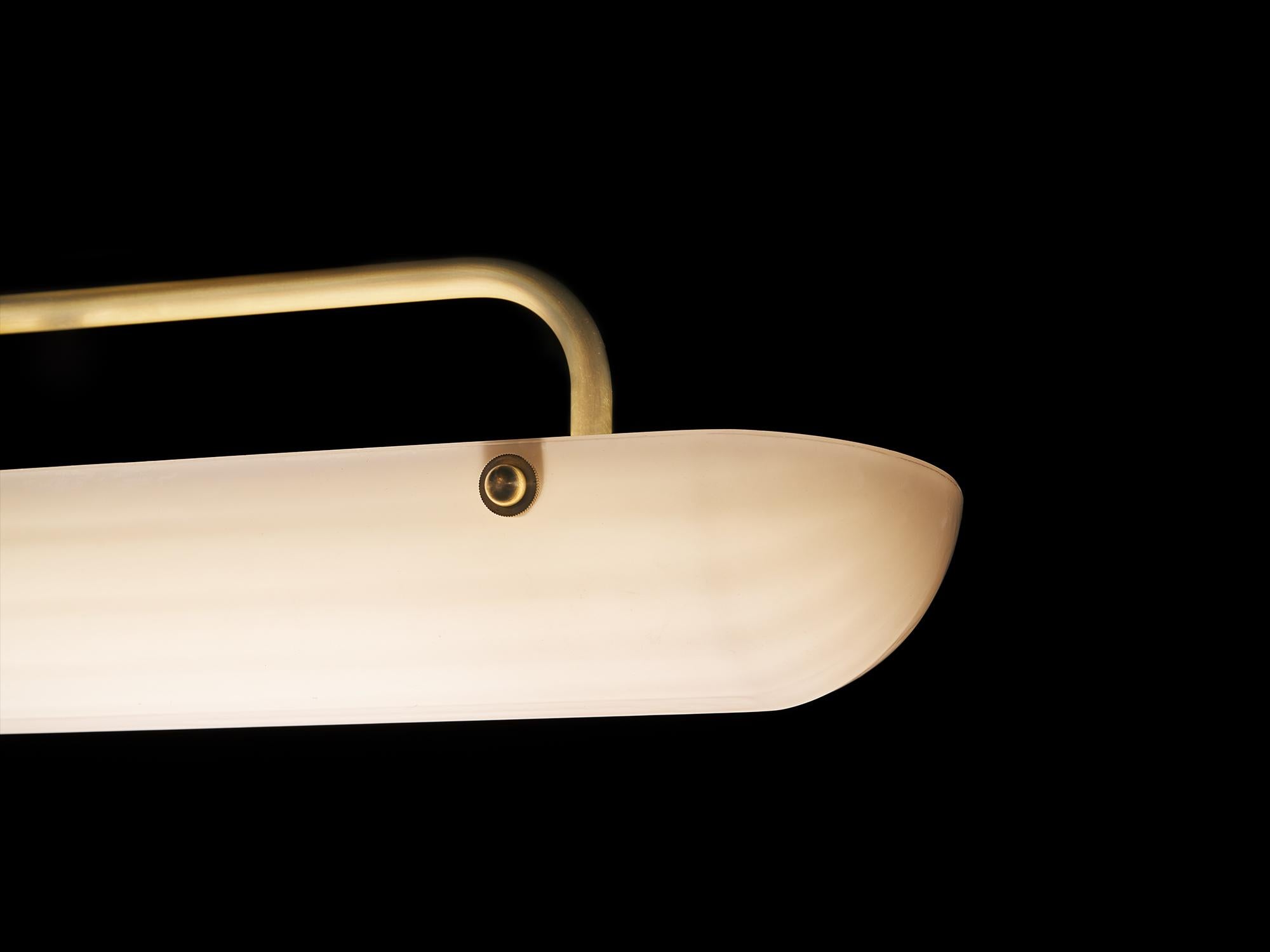 Eos Pendant Lamp in Brass & Quartz Glossy Glass by Bianco Light + Space In New Condition For Sale In Geneve, CH