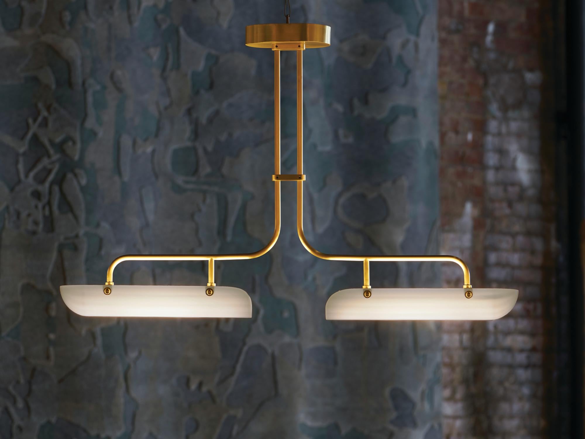 Eos Pendant Lamp in Brass & Quartz Glossy Glass by Bianco Light + Space
Dimensions: D 15 x W 107 x H 81 cm.
Materials: Brass and glass.

Available in different finish options. Prices may vary. All our lamps can be wired according to each country. If