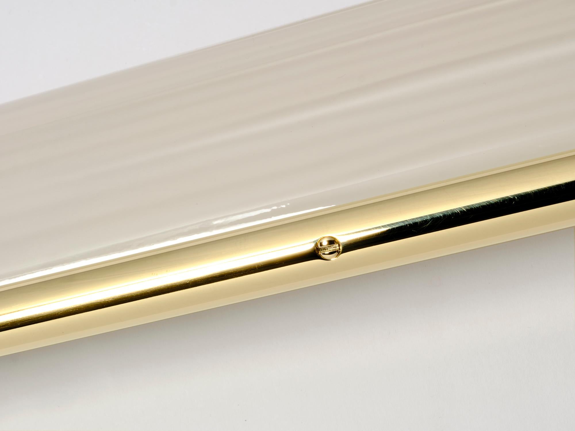 Post-Modern Phaenon Flush Mount in Brass & Quartz Glossy Glass by Bianco Light + Space For Sale