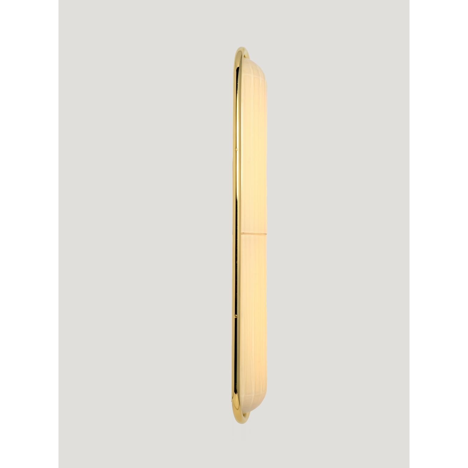 Phaenon Flush Mount in Brass & Quartz Glossy Glass by Bianco Light + Space For Sale 2
