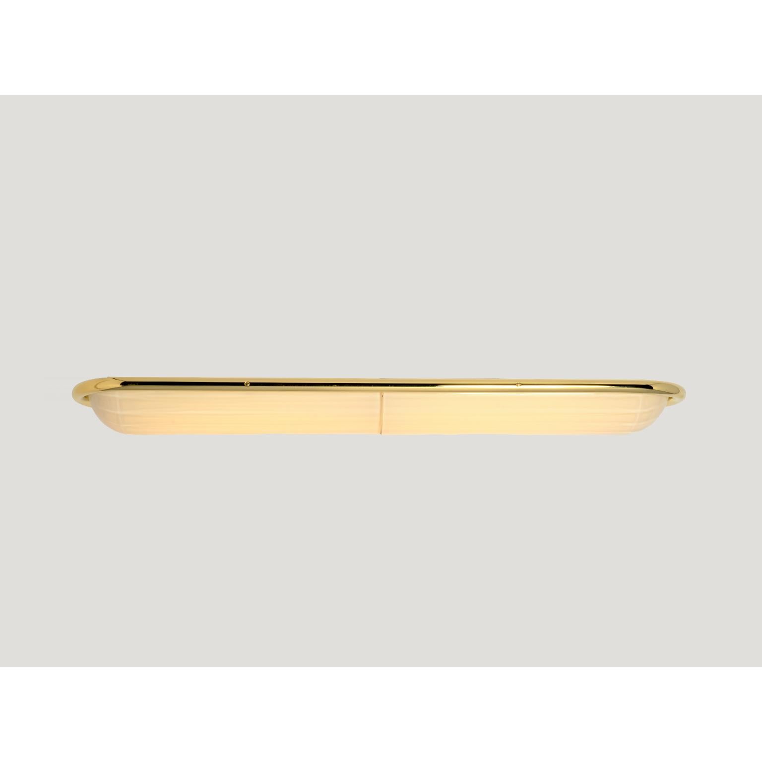 Phaenon Flush Mount in Brass & Quartz Glossy Glass by Bianco Light + Space For Sale 3