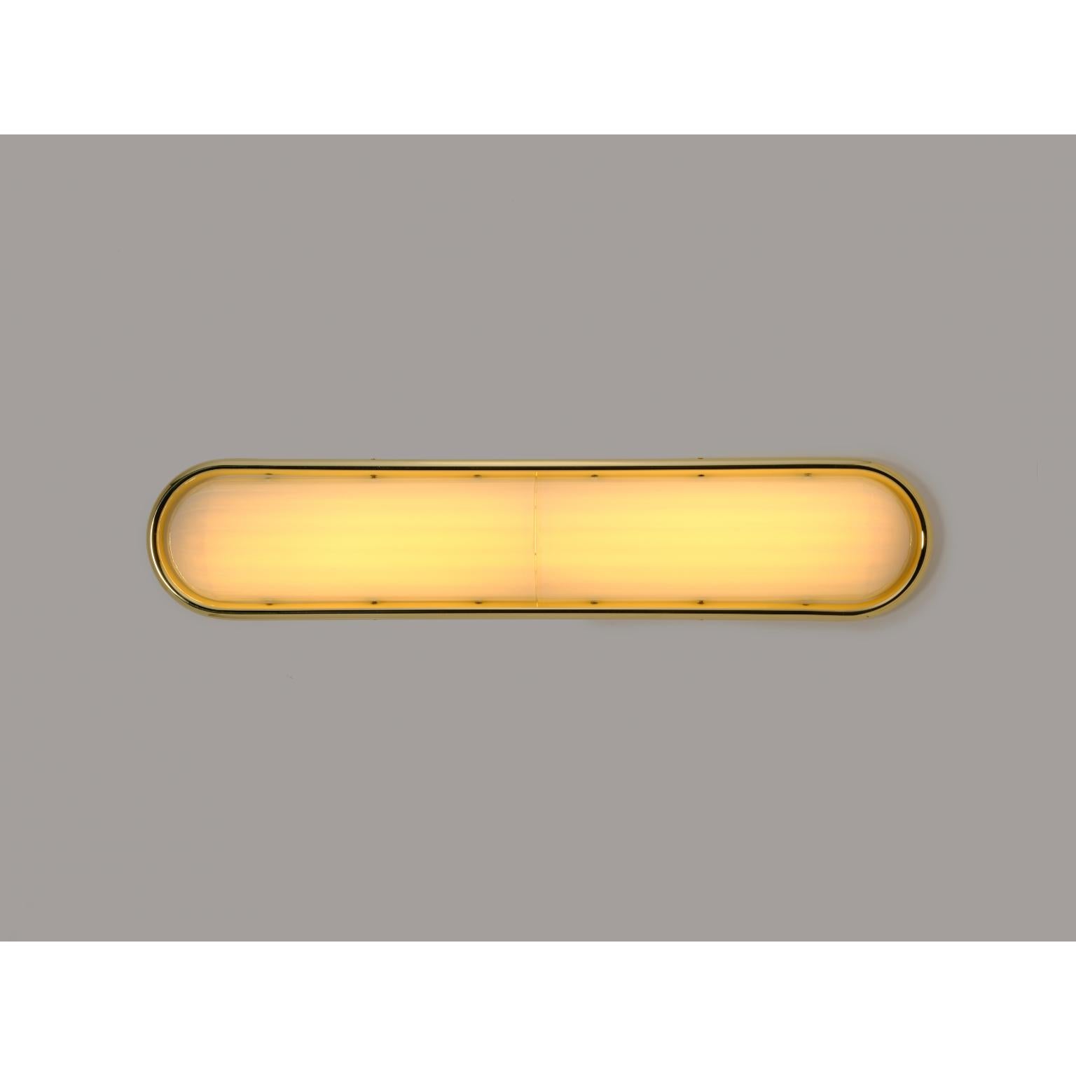 Phaenon Flush Mount in Brass & Quartz Glossy Glass by Bianco Light + Space For Sale 1