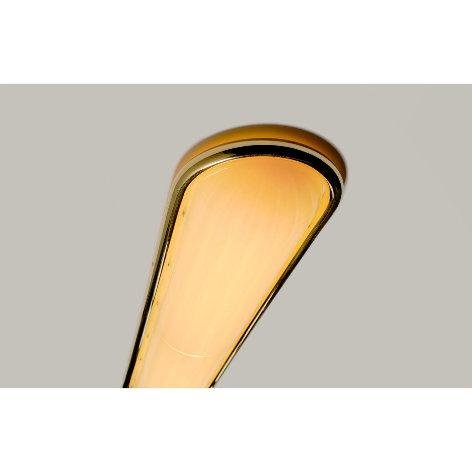 Phaenon Flush Mount in Brass & Quartz Glossy Glass by Bianco Light + Space For Sale 5