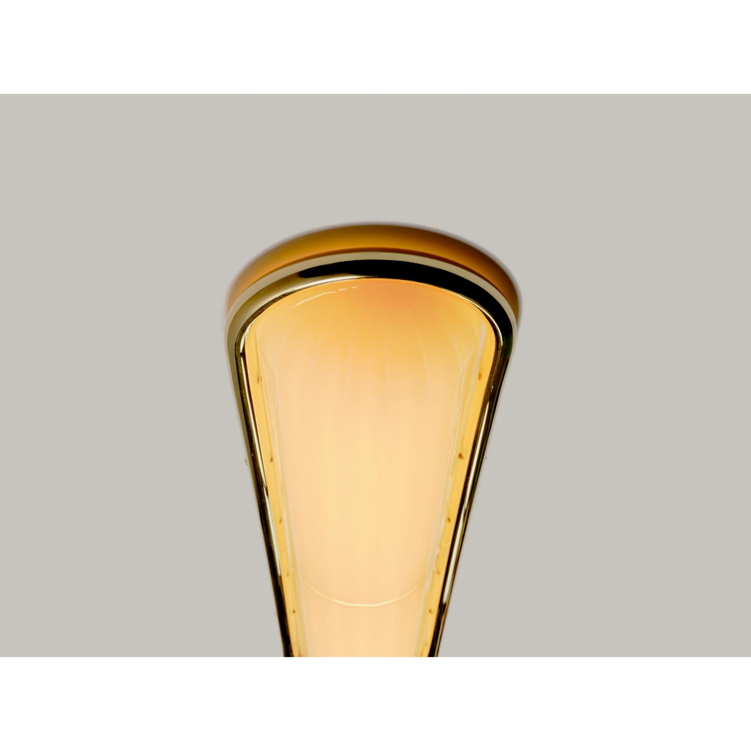 Phaenon Flush Mount in Brass & Quartz Glossy Glass by Bianco Light + Space For Sale 4