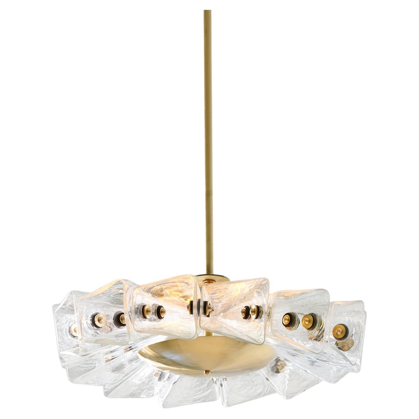 Polaris Pendant Lamp in Brass, Leather & Selenite Glass by Bianco Light + Space