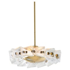 Polaris Pendant Lamp in Brass, Leather & Selenite Glass by Bianco Light + Space