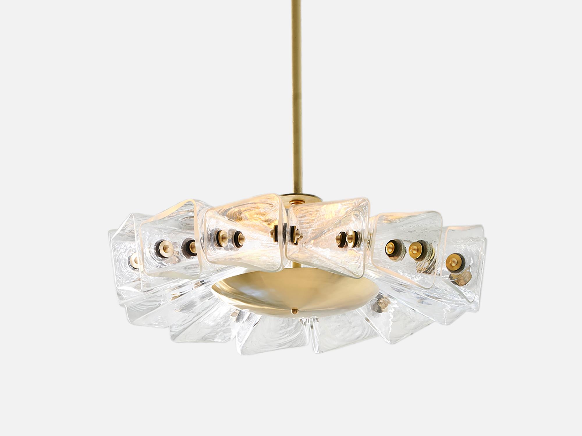 Altro Lampada a sospensione Polaris in ottone, pelle e vetro selenite di Bianco Light + Space in vendita