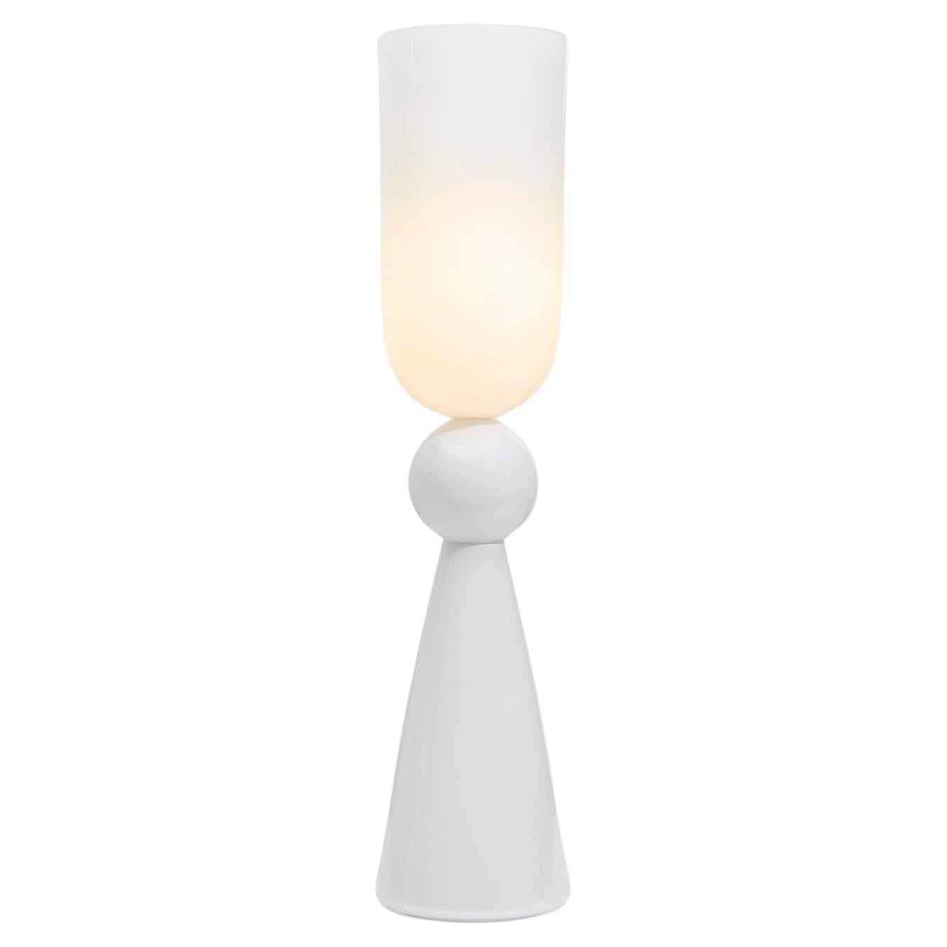 Totem 1 Table Lamp in Quartz Glossy Glass by Bianco Light + Space
