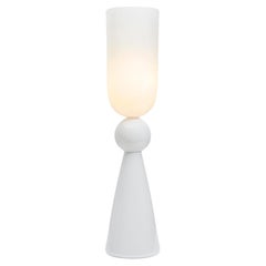 Totem 1 Table Lamp in Quartz Glossy Glass by Bianco Light + Space