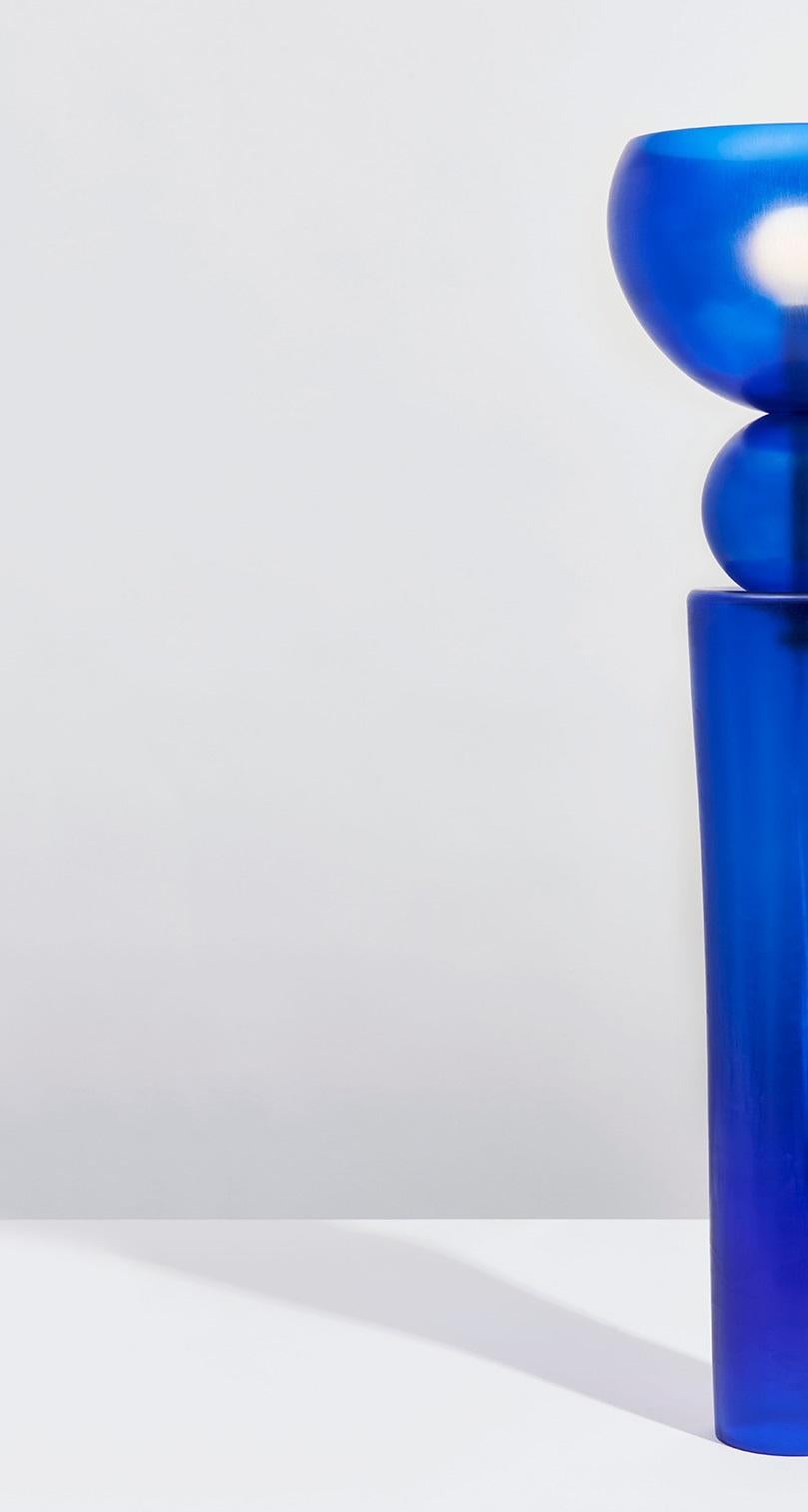 Other Totem 2 Table Lamp in Cobalt Glossy Glass by Bianco Light + Space For Sale