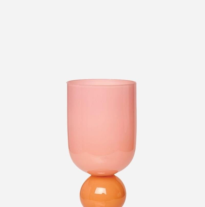 Postmoderne Mini lampe de bureau Totem en verre brillant corail par Bianco Light + Space en vente