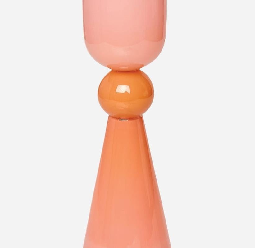 Américain Mini lampe de bureau Totem en verre brillant corail par Bianco Light + Space en vente