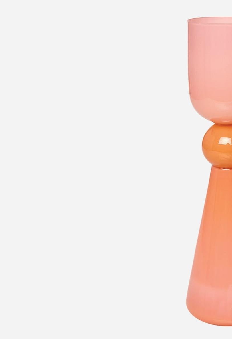XXIe siècle et contemporain Mini lampe de bureau Totem en verre brillant corail par Bianco Light + Space en vente