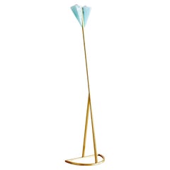 AnNur Floor Lamp in Ajoite Glossy Glass & Brushed Brass by Bianco Light + Space