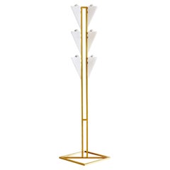 Cyrus Floor Lamp in Quartz Glossy Glass & Brushed Brass by Bianco Light + Space