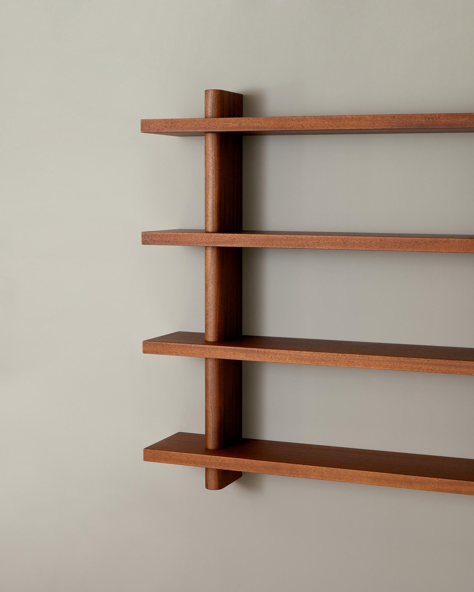 Post-Modern Edge Shelf in Walnut Veneer With Satin Clear Coat by Veermakers For Sale