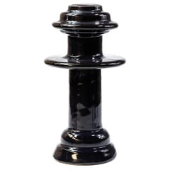 Pamplona Vase in Shiny Black Glazed Ceramic by Eguiarte & Eguiarte
