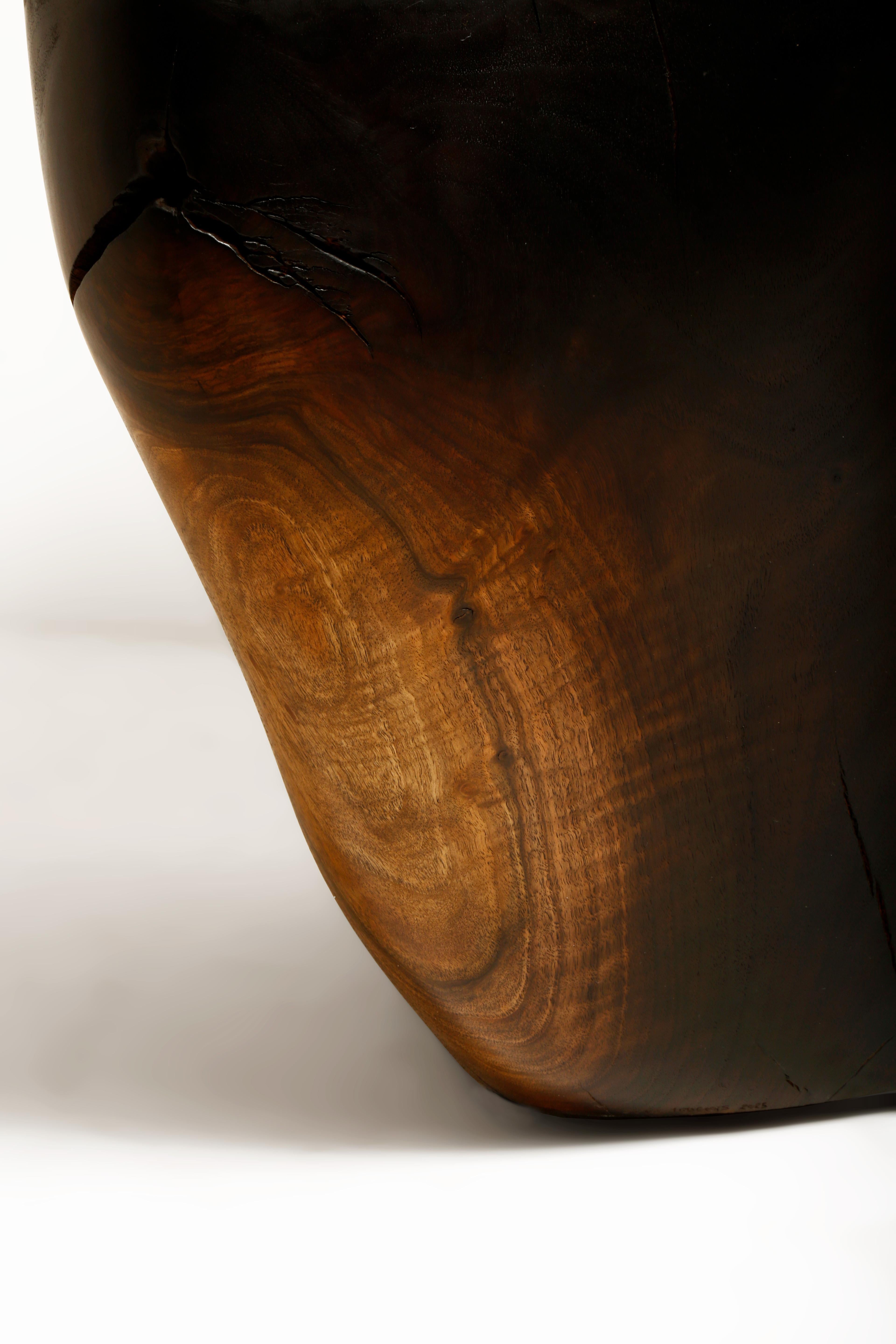 Post-Modern Duramen Stainless Steel Top and Solid Walnut Sculptural Object by Jules Lobgeois For Sale