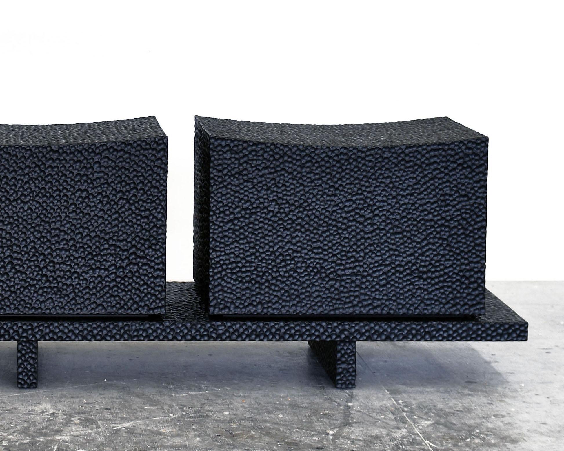 Carved and Black Oak T5 Bench by John Eric Byers In New Condition For Sale In Geneve, CH