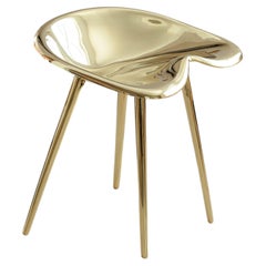 Trator Stool With Backrest in Cast Brass by Studio Orth