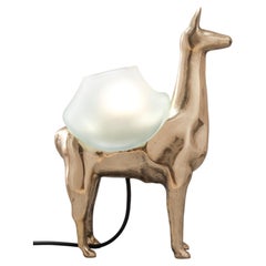 Llama Decorative Table Lamp in Polished Bronze & Glass by Estudio Andean