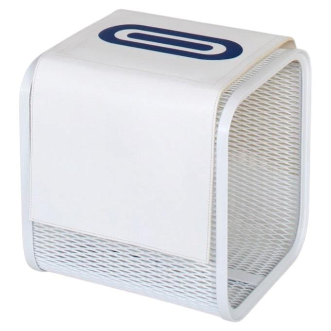 Caballito Blanco Petit Stool in Leather & Fabric by Oscar Maschera For Sale